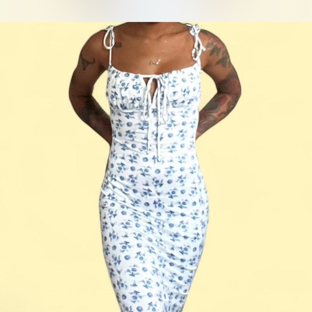 Floral Blue and White Women's Dress